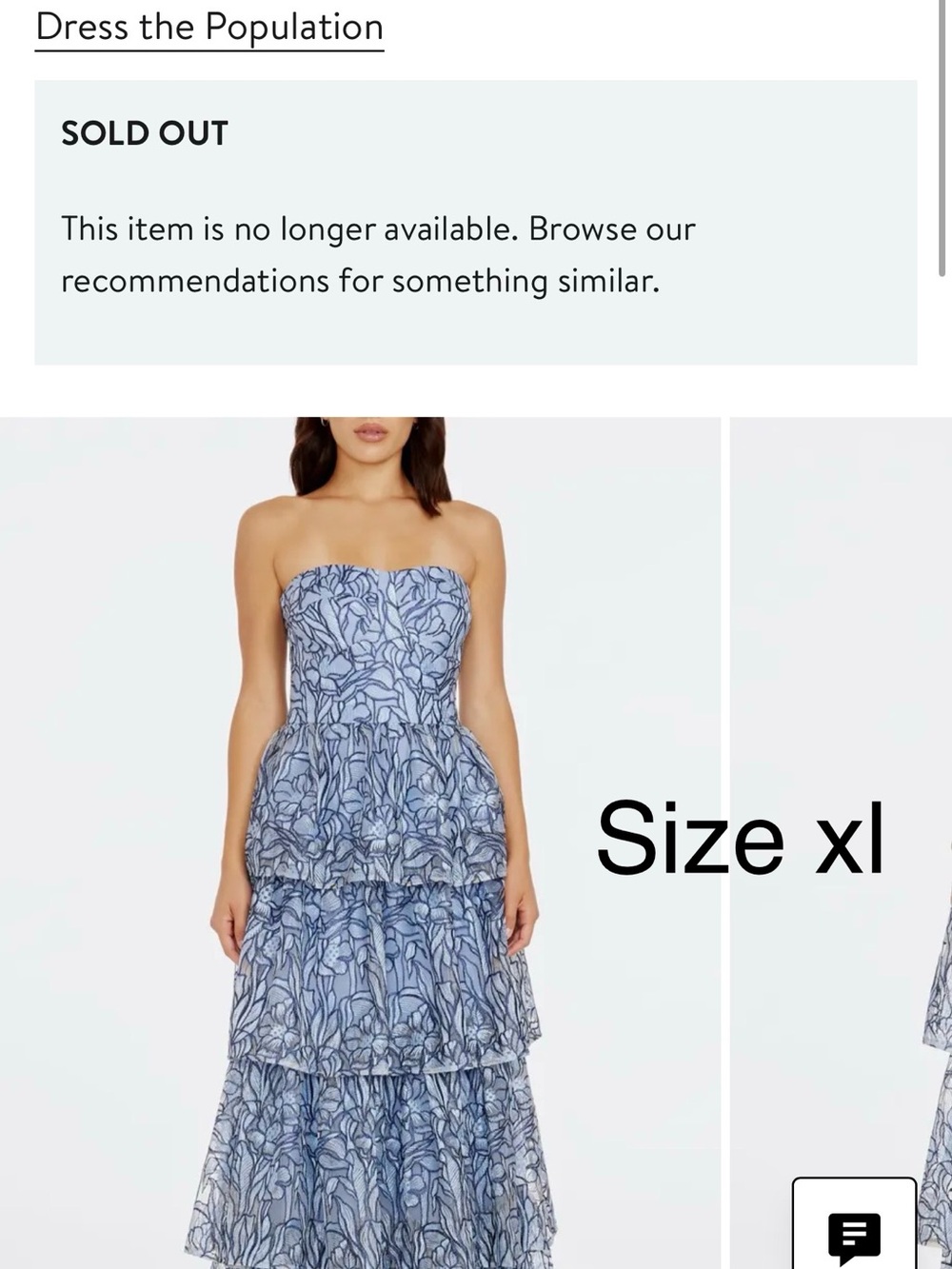 Dress the Population Strapless Blue Floral Tiered Dress